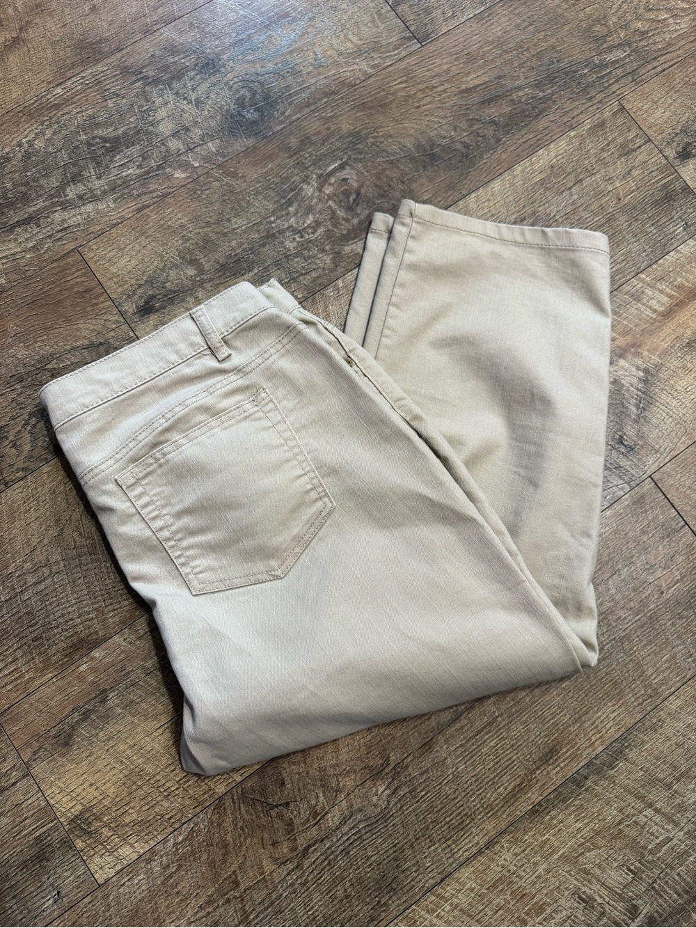 Jaclyn Smith High Rise Capri Pants Womens 14 Beige Khaki Jean-Style Stretch - Picture 7 of 12
